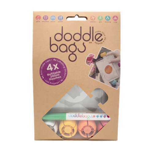 [DB014/04] PACK X4 WIEDERVERWENDBARE FELDFLASCHEN 200ml DODDLE BAGS