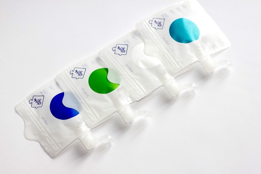 [DFT017/04] PACKX4 WIEDERVERWENDBARE FELDFLASCHEN 100ml DODDLE BAGS