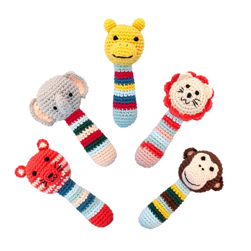 [C0234] CROCHET ANIMAL RATTLES JUNGLE 